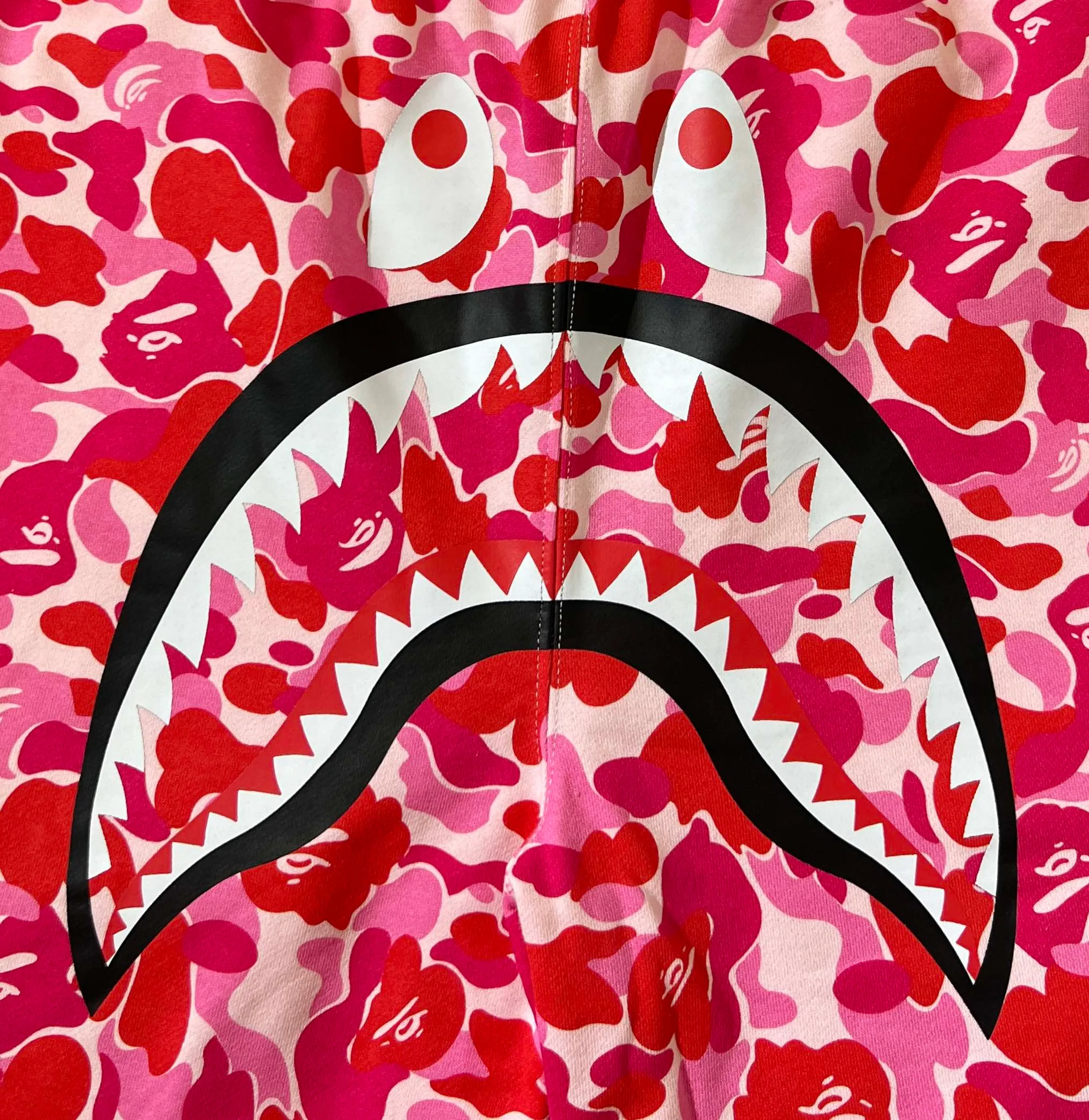 XX 007 BAPE Camo Shark Shorts Abc camouflage shark shorts 340g pure cotton custom fabric ZP version Couple style: M—XXL [Rose Pink]